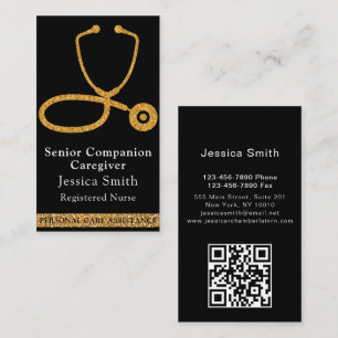 Tarjeta De Visita dorada Stethoscope Sparkling Enfermera Cuidador