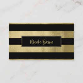 Tarjeta De Visita Dorado Amarillo y Rayas Negras Chic Glamour Modern