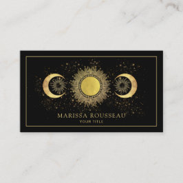 Tarjeta De Visita Dorado Black Sun Moon Celestial