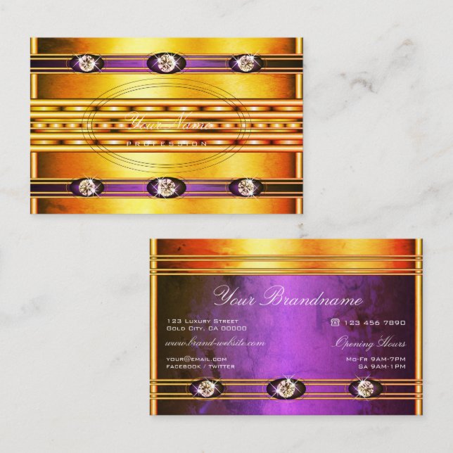 Tarjeta De Visita Dorado brillante brillante con patrones de mármol  (Anverso / Reverso)