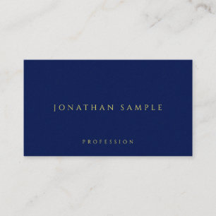 Tarjeta De Visita Dorado Color Textos Premium Grueso Azul de Lujo