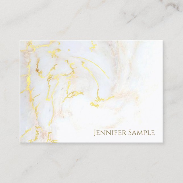 Tarjeta De Visita Dorado Marble Lujo Platón Elegante Golden Modern T (Anverso)