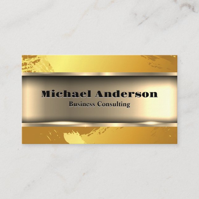 Tarjeta De Visita Dorado metalizado | Pincel artístico (Anverso)