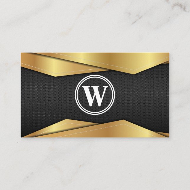 Tarjeta De Visita Dorado metalizado | Textura Metalizado negra (Anverso)