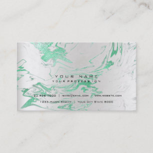 Tarjeta De Visita Dorado Mint Green Marble Vip Pearly Silver Resumen