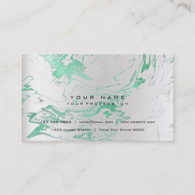 Tarjeta De Visita Dorado Mint Green Marble Vip Pearly Silver Resumen (Anverso)