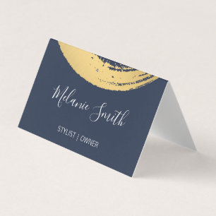 Tarjeta De Visita Dorado Moderno Brushed / Azul