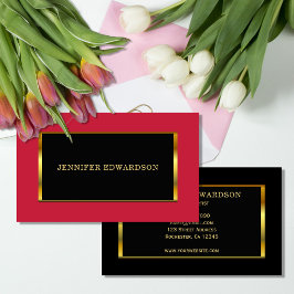Tarjeta De Visita Dorado negro cardenal rojo elegante profesional
