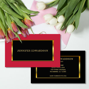 Tarjeta De Visita Dorado negro cardenal rojo elegante profesional
