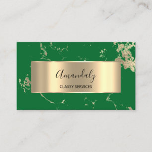 Tarjeta De Visita Dorado VIP Profesional Resumen Marble Fresco Verde