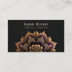 Tarjeta De Visita Dorado y Ametist Lotus Flower Black