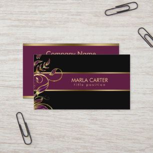 Tarjeta De Visita Dorado Y Morado Swirls