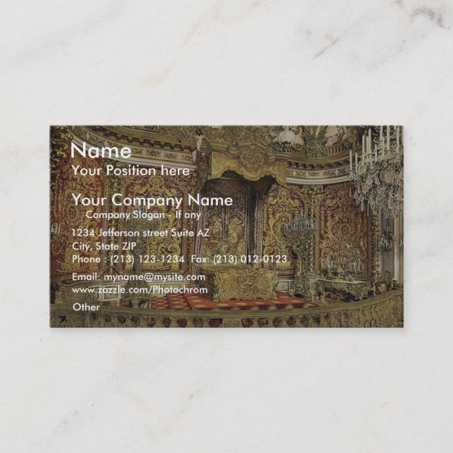 Tarjeta De Visita Dormitorio real, castillo de Herrenchiemsee, (Anverso)