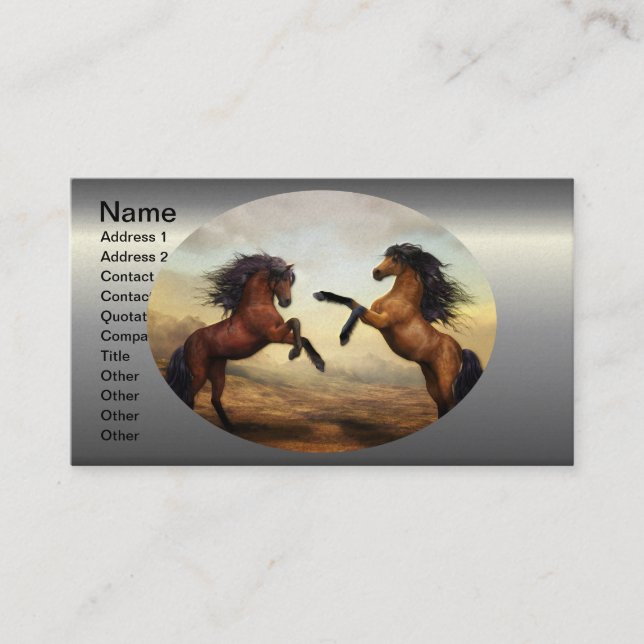 Tarjeta De Visita Dos caballos criando (Anverso)