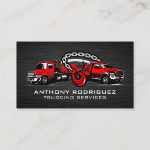 Tarjeta De Visita Dos Camiones de Remolque Rojos
