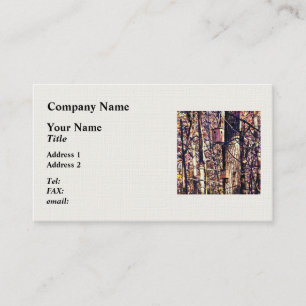 Tarjeta De Visita Dos casitas para pájaros en el bosque de otoño