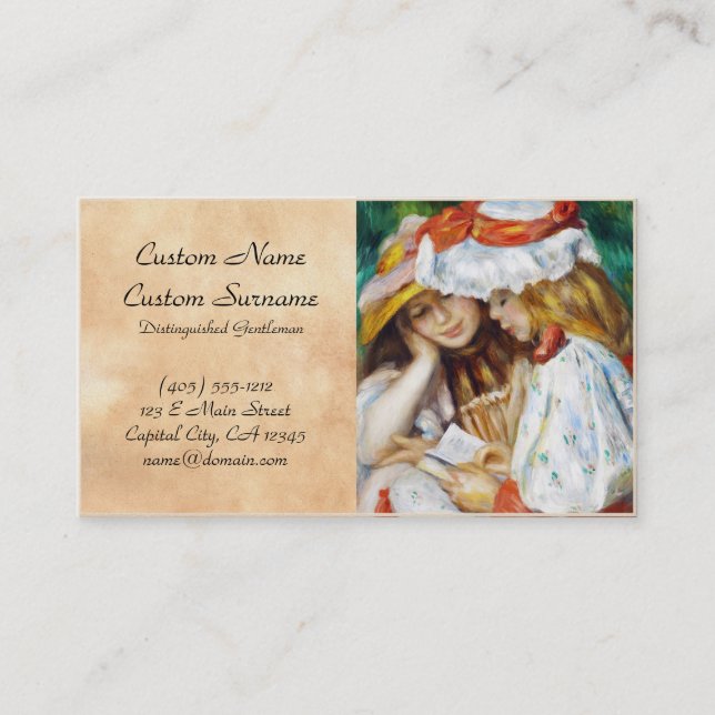 Tarjeta De Visita Dos chicas que leen la pintura de Pedro Auguste (Anverso)