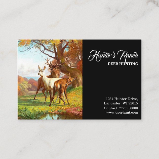 Tarjeta De Visita Dos Deer Rojo Y Blanco En La Caza Forestal (Anverso)
