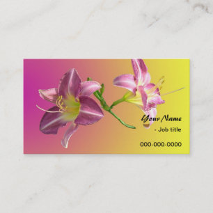Tarjeta De Visita dos flores de lirio moradas