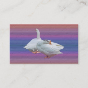 Tarjeta De Visita dos gansos blancos con un elegante fondo.