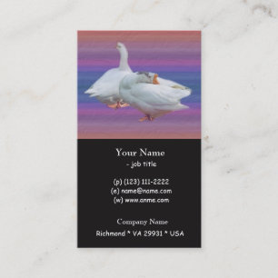 Tarjeta De Visita dos gansos blancos en color de fondo