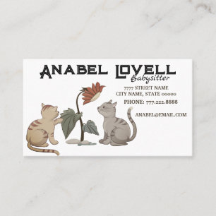 Tarjeta De Visita Dos gatos Red Sunflower Niñera Cuidados de Niños