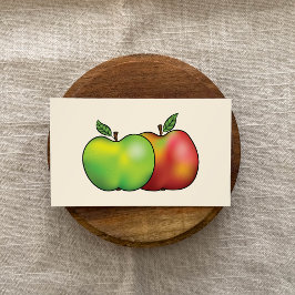 Tarjeta De Visita Dos Manzanas Personalizados En Maestros Rojo Y Ver