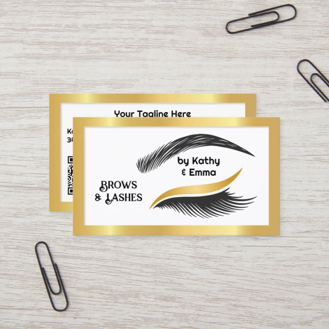 Tarjeta De Visita Dos nombres Lashes Brows Tech QR (Anverso/Reverso In Situ)