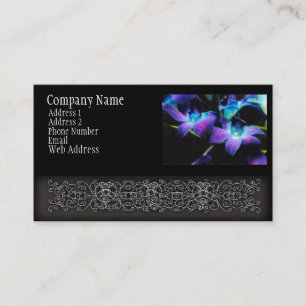 Tarjeta De Visita Dos orquídeas púrpuras en negro