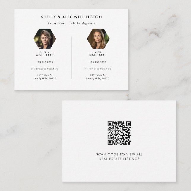 Tarjeta De Visita Dos personas Personalizado QR Code Photo Real Esta (Anverso / Reverso)