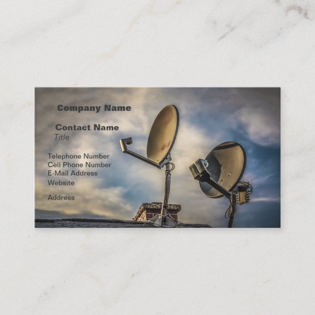 Tarjeta De Visita Dos platos satelitales en el cielo (Anverso)