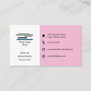 Tarjeta De Visita Dos tonos de color rosa Su logotipo Iconos Un lado