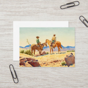 Tarjeta De Visita Dos Vaqueros en Caballos por Maynard Dixon
