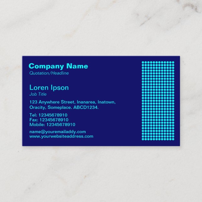 Tarjeta De Visita Dot Motif - Cian sobre la Marina (Anverso)