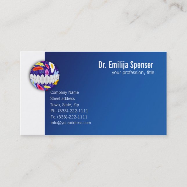 Tarjeta de visita Dot White Smile Dentist con flor (Anverso)