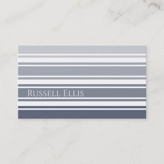 Tarjeta De Visita Double Striped | Slate Blue Ombre (Anverso)