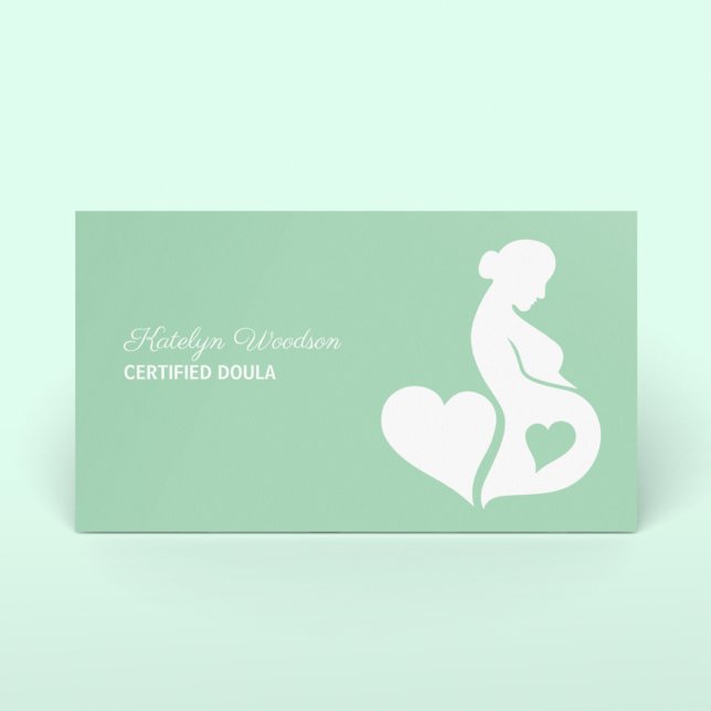 Tarjeta De Visita Doula Beautiful Pregancy Silhouette Mint Green (Subido por el creador)