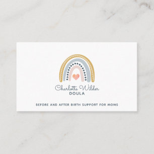 Tarjeta De Visita Doula Birch Coach Watercolor Rainbow Business Card