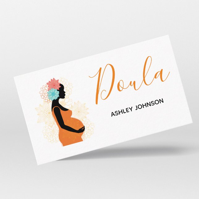 Tarjeta De Visita Doula Birth Coach Midwife Floral Calligraphy White (Subido por el creador)