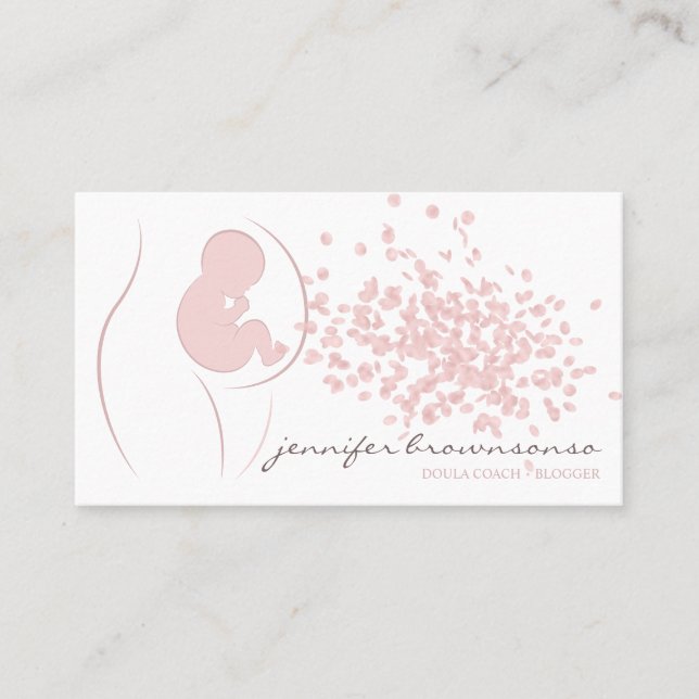 Tarjeta De Visita Doula Birth Coach Pregnant Simple Pink (Anverso)