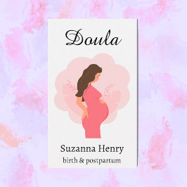 Tarjeta De Visita Doula Birth Postpartum Pink Pregnant