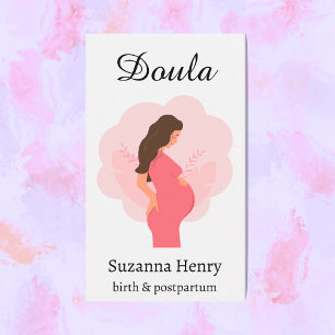 Tarjeta De Visita Doula Birth Postpartum Pink Pregnant