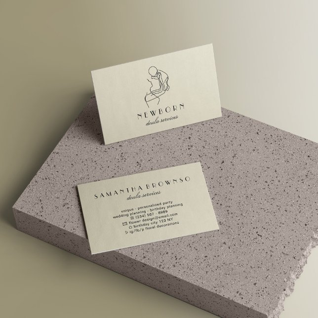Tarjeta De Visita Doula de bebé recién nacido beige (Beige New Born Baby Doula Business Card)