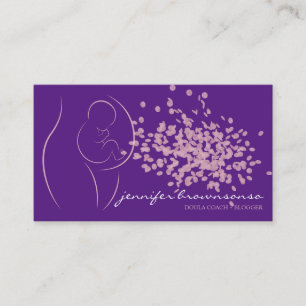 Tarjeta De Visita Doula de parto embarazada elegante rosa púrpura