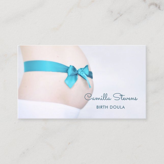Tarjeta De Visita Doula Embarazo De Bebé Con Cinta Azul (Anverso)