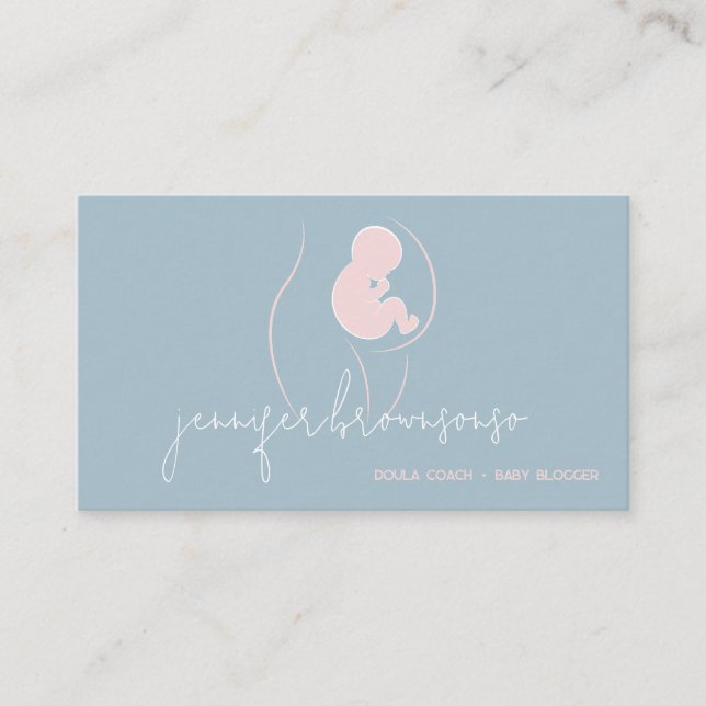 Tarjeta De Visita Doula entrenadora de natalidad única rosa azul pre (Anverso)