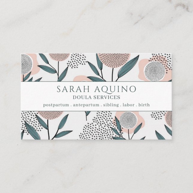 Tarjeta De Visita Doula Floral Pattern Business Card (Anverso)