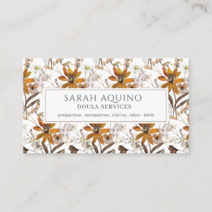 Tarjeta De Visita Doula Floral Terracotta Wildflowers