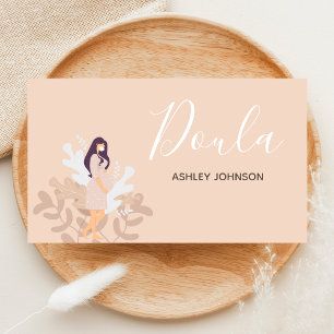 Tarjeta De Visita Doula Midwife Birach Coach Floral Woman Silhouette