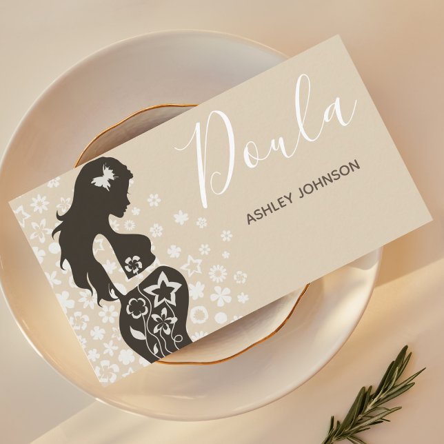 Tarjeta De Visita Doula Midwife Birach Coach Floral Women Silhouette (Subido por el creador)